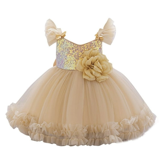 Toddler Baby Tutu Dress Sequins Sleeveless Tulle Dress First Birthday Cake Smash Pageant Clothes for Photo Shoot