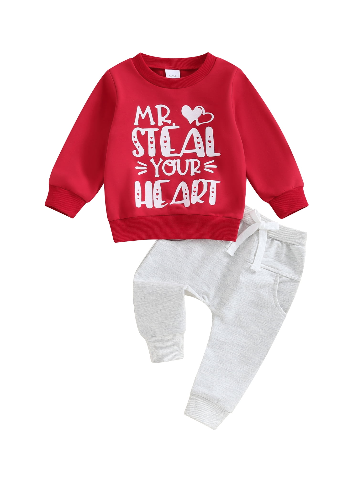 Toddler Baby Valentine's Day Outfits Mr Steal Your Heart Long Sleeve ...