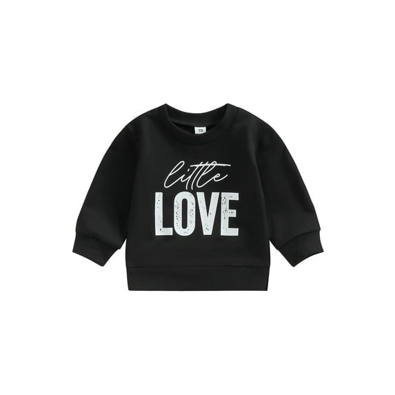 Toddler Baby Valentine's Day Sweater Pullover Long Sleeved O-Neck Letter Print Fall Winter Warm Sweatshirts
