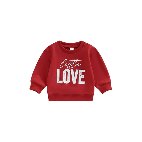 Toddler Baby Valentine's Day Sweater Pullover Long Sleeved O-Neck Letter Print Fall Winter Warm Sweatshirts