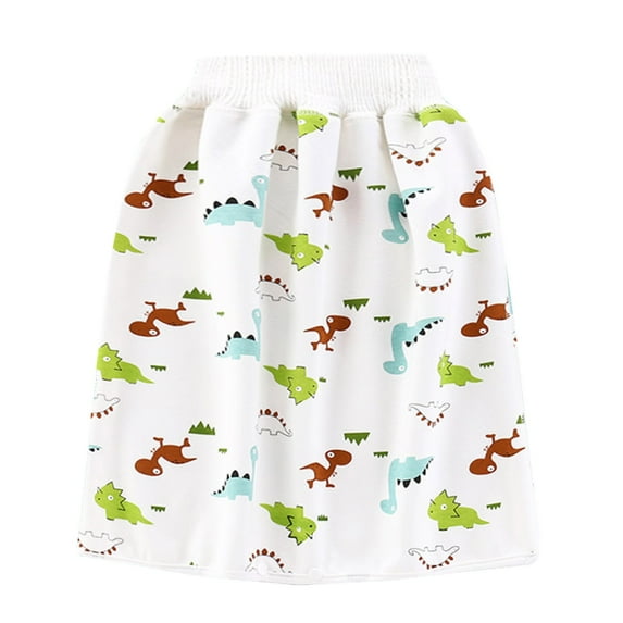 Toddler Baby Waterproof Diaper Skirts Boys Girls Potty Training Elastic Waist Printed Skirt Comfy Night Time Clothes, White, 0 Years