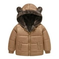 thumbnail image 1 of Toddler Baby Winter Coat Cute Bear Ear Hooded Jackets Full Zip Up Snowsuit Down Puffer with Pockets Winter Clothes 4T, 1 of 3