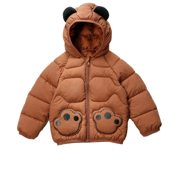 Toddler Baby Winter Coat,Toddler Puffer Coat Cute Bear Ear Hooded Jacket Thicken Windproof Zipper Warm Outwear For Kids Baby Boys Winter Down Coat Winter Baby Girl Clothes 2-3 Years