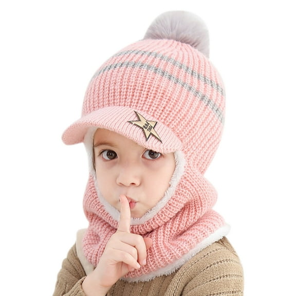 Toddler Baby Winter Hat Knitted Thick Warm Thermal Windproof Ski Cycling Earflap Hood Skull Caps Kids Scarf Hat Boy Toddler Hat And Mitten Set Hat for Kids Winter Baby Hat And Gloves Toddler Girl