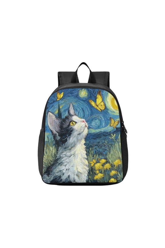 Toddler Backpack A Cat and Butterfly Waterproof Lightweight Backpack Casual Mini Daypack for Daycare & Travel