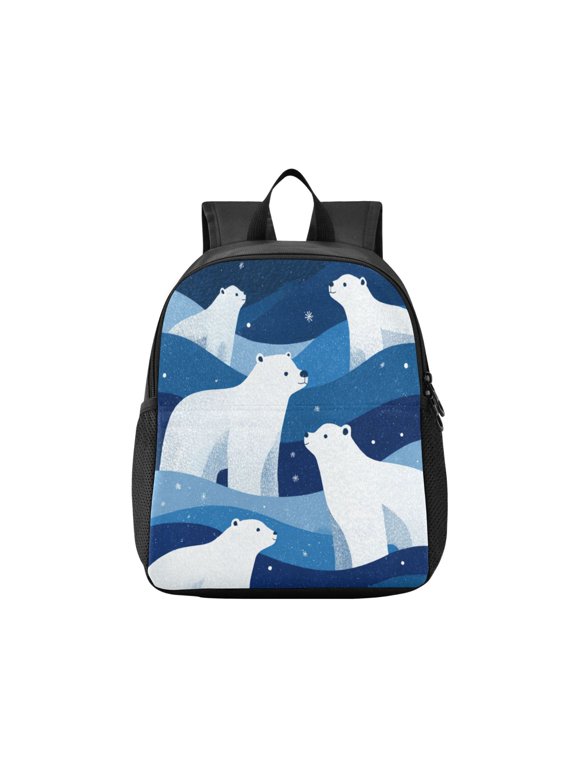 Toddler Backpack Arctic Night Bear Art Waterproof Lightweight Backpack Casual Mini Daypack for Daycare & Travel