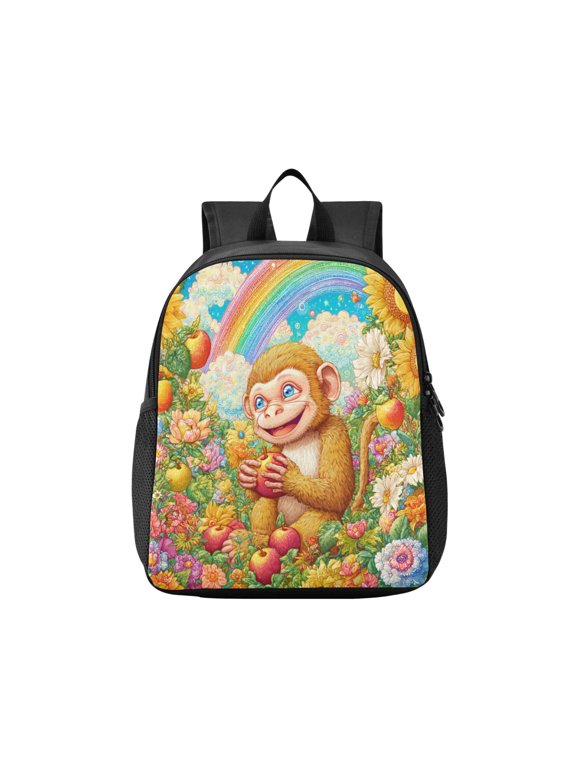 Toddler Backpack Beautiful Garden and Monkey Waterproof Lightweight Backpack Casual Mini Daypack for Daycare & Travel