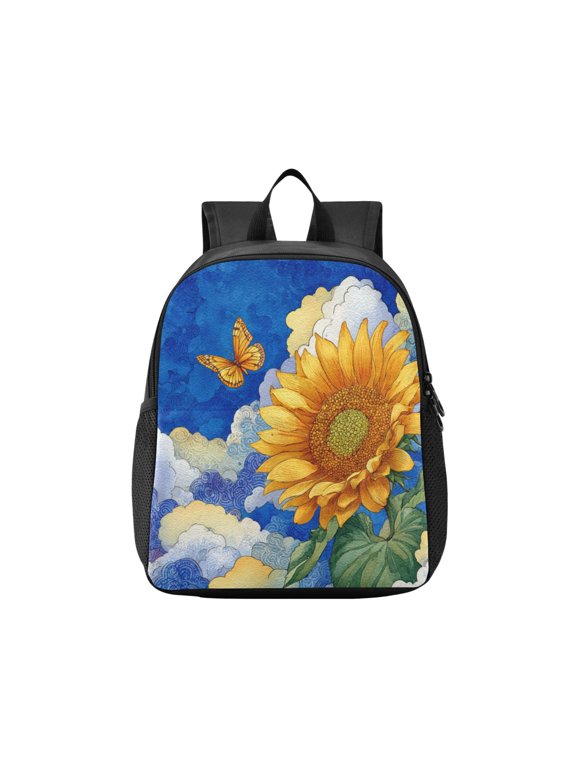 Toddler Backpack Beautiful Sunflower in The Sky Waterproof Lightweight Backpack Casual Mini Daypack for Daycare & Travel