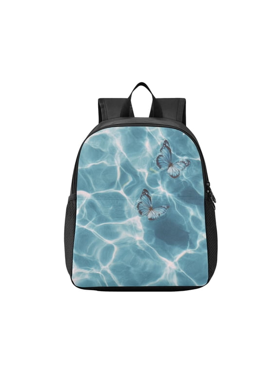 Toddler Backpack Blue Butterflies Upon The Water Waterproof Lightweight Backpack Casual Mini Daypack for Daycare & Travel