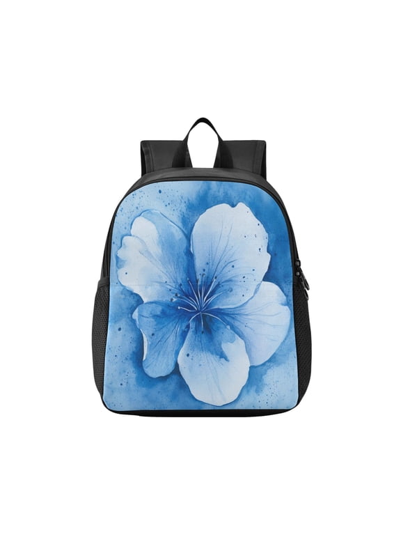 Toddler Backpack Blue Flowerc Waterproof Lightweight Backpack Casual Mini Daypack for Daycare & Travel