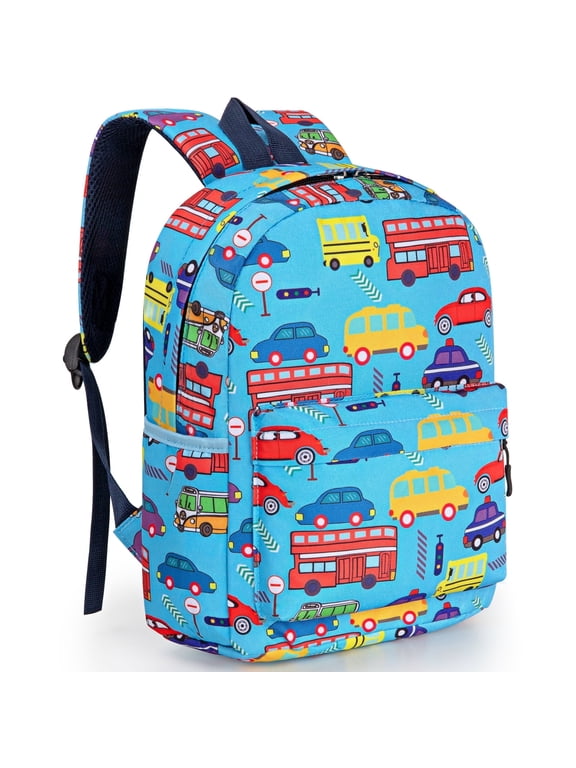 Toddler Backpack for Boys Girls 2-4, Preschool Backpack Mini Backpack For School & Travel, Child Backpacks, Kindergarten Elementary Toddler bag, Cute Kids Backpack, 11" H, Blue Cars