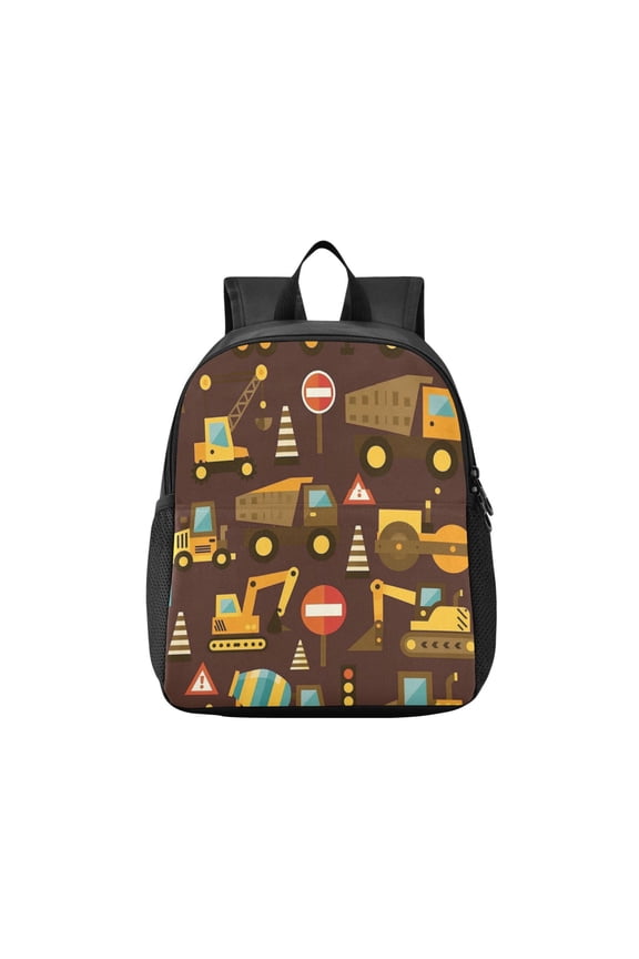 Toddler Backpack Brown Excavator Waterproof Lightweight Backpack Casual Mini Daypack for Daycare & Travel