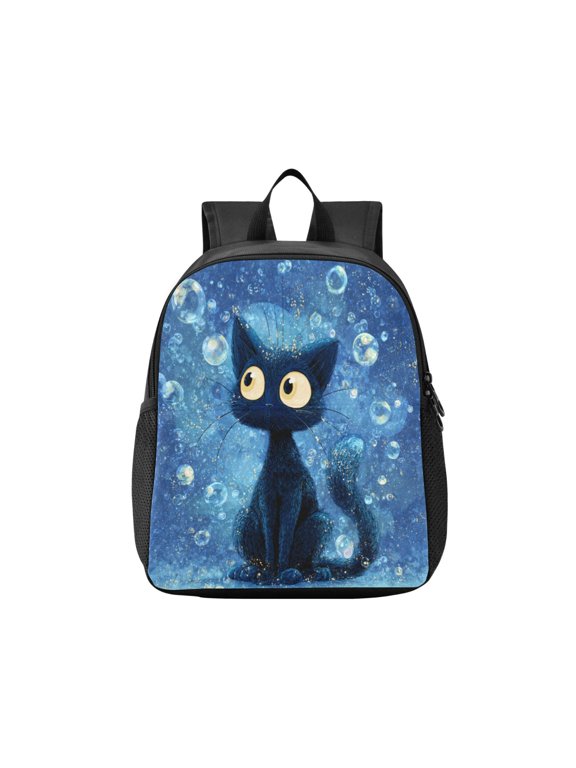 Toddler Backpack Bubbles Around The Cat Waterproof Lightweight Backpack Casual Mini Daypack for Daycare & Travel