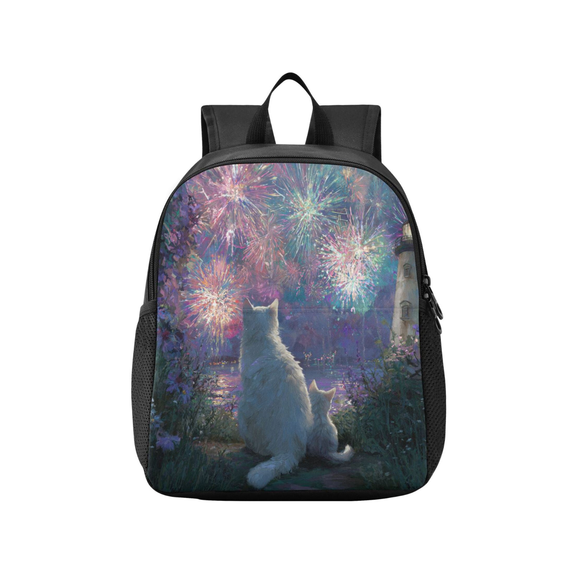 Toddler Backpack Cats Watching Fireworks Waterproof Lightweight ...