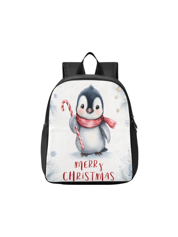 Toddler Backpack Christmas Cute Baby Penguin Waterproof Lightweight Backpack Casual Mini Daypack for Daycare & Travel