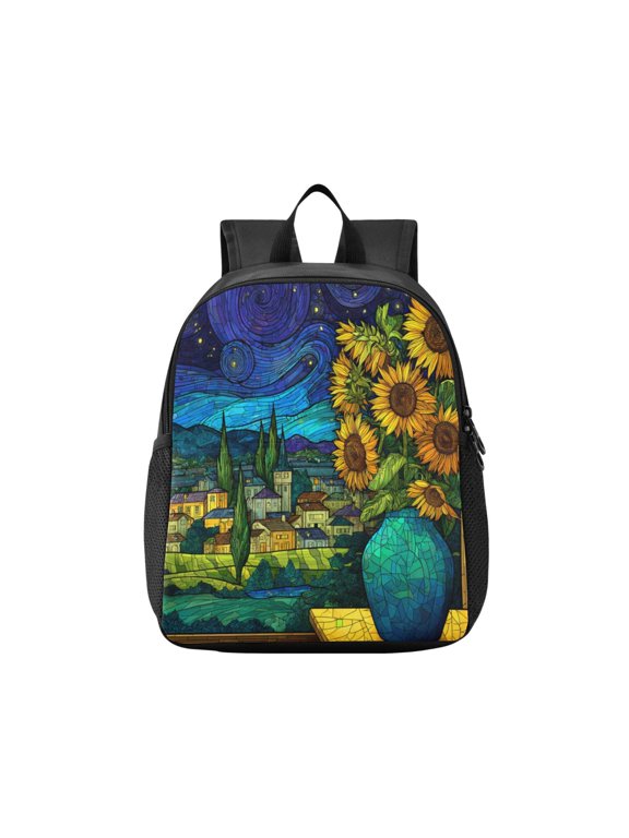 Toddler Backpack Cosmic Sunflower View Waterproof Lightweight Backpack Casual Mini Daypack for Daycare & Travel