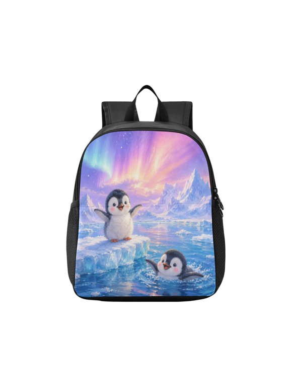 Toddler Backpack Cute Arctic Penguin Painting Waterproof Lightweight Backpack Casual Mini Daypack for Daycare & Travel