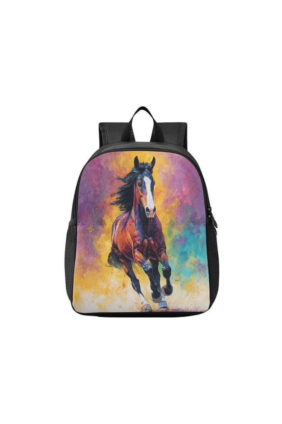 Toddler Backpack Dynamic Equestrian Art Design Waterproof Lightweight Backpack Casual Mini Daypack for Daycare & Travel