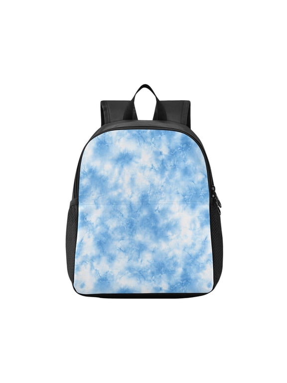 Toddler Backpack Light Blue Tie-dye Pattern Waterproof Lightweight Backpack Casual Mini Daypack for Daycare & Travel