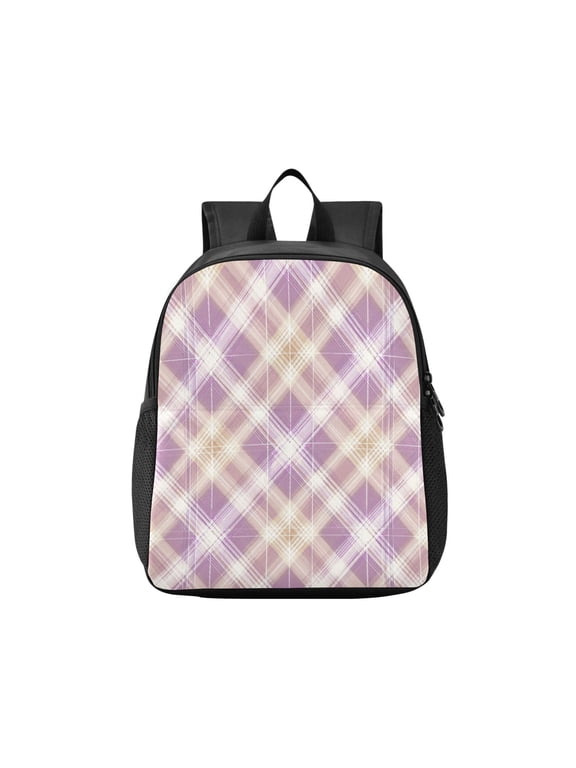 Toddler Backpack Light Pink Checkered Pattern Waterproof Lightweight Backpack Casual Mini Daypack for Daycare & Travel