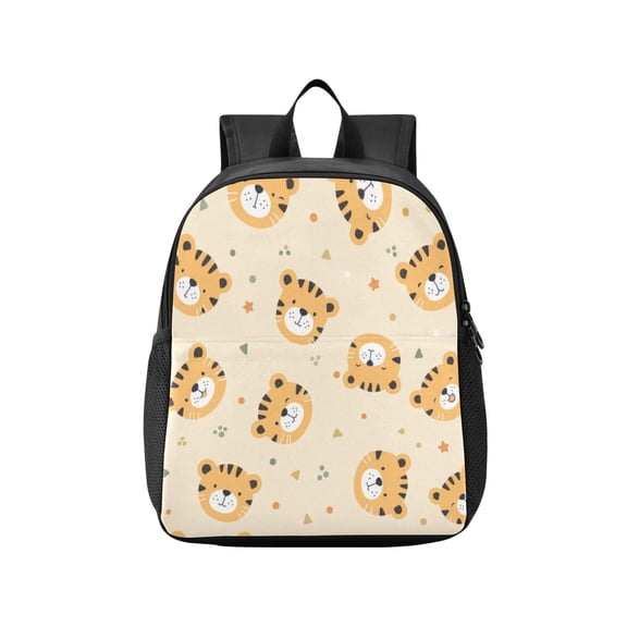 Toddler Backpack Orange Cute Tiger Pattern Waterproof Lightweight Backpack Casual Mini Daypack for Daycare & Travel