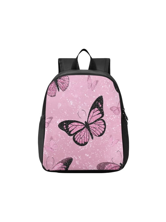 Toddler Backpack Pink Sequin Butterfly Waterproof Lightweight Backpack Casual Mini Daypack for Daycare & Travel