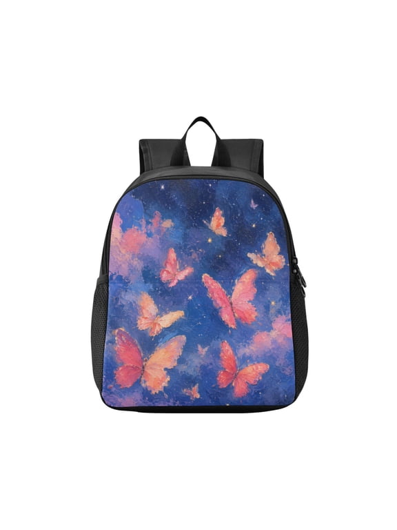 Toddler Backpack Pink Twilight Winged Butterflies Waterproof Lightweight Backpack Casual Mini Daypack for Daycare & Travel