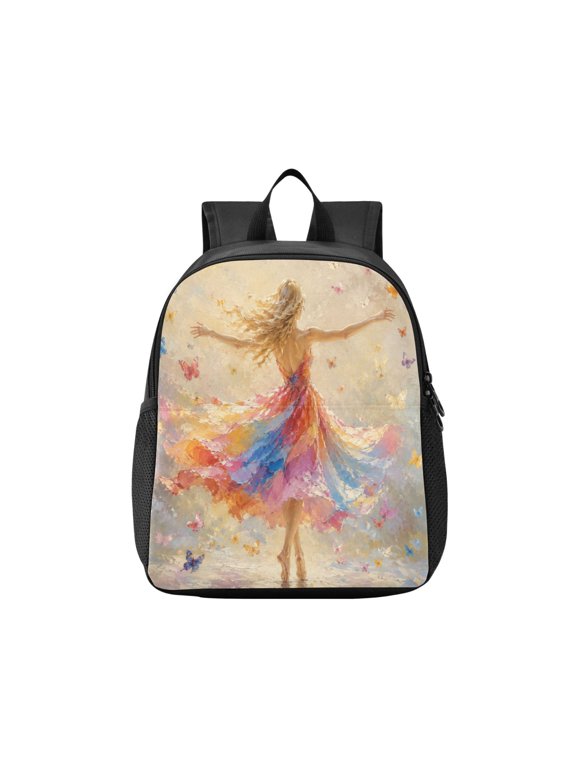 Toddler Backpack Rainbow Dress Dancer Print Waterproof Lightweight Backpack Casual Mini Daypack for Daycare & Travel