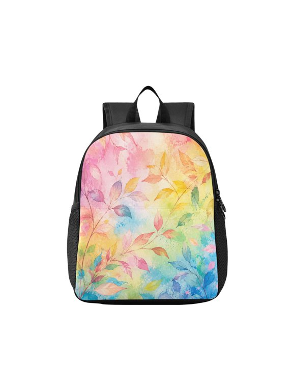 Toddler Backpack Rainbow Gradient Autumn Leaves Waterproof Lightweight Backpack Casual Mini Daypack for Daycare & Travel