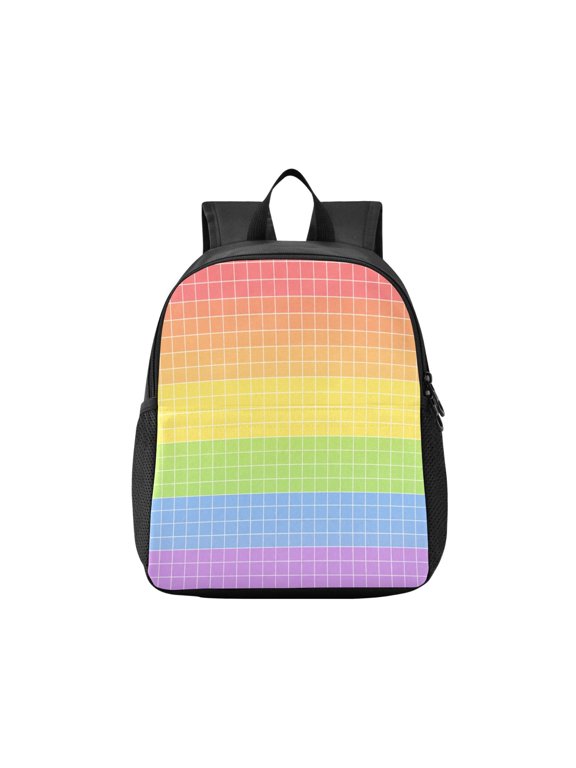 Toddler Backpack Rainbow Grid Seamless Pattern Waterproof Lightweight Backpack Casual Mini Daypack for Daycare & Travel