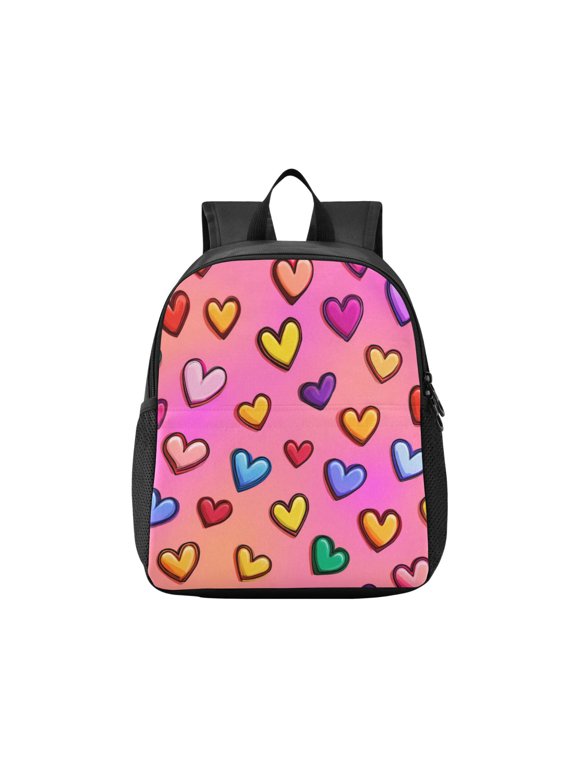 Toddler Backpack Rainbow Heart Seamless Print Waterproof Lightweight Backpack Casual Mini Daypack for Daycare & Travel