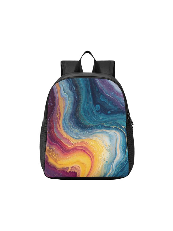 Toddler Backpack Rainbow-colored Sinuous Marble Waterproof Lightweight Backpack Casual Mini Daypack for Daycare & Travel