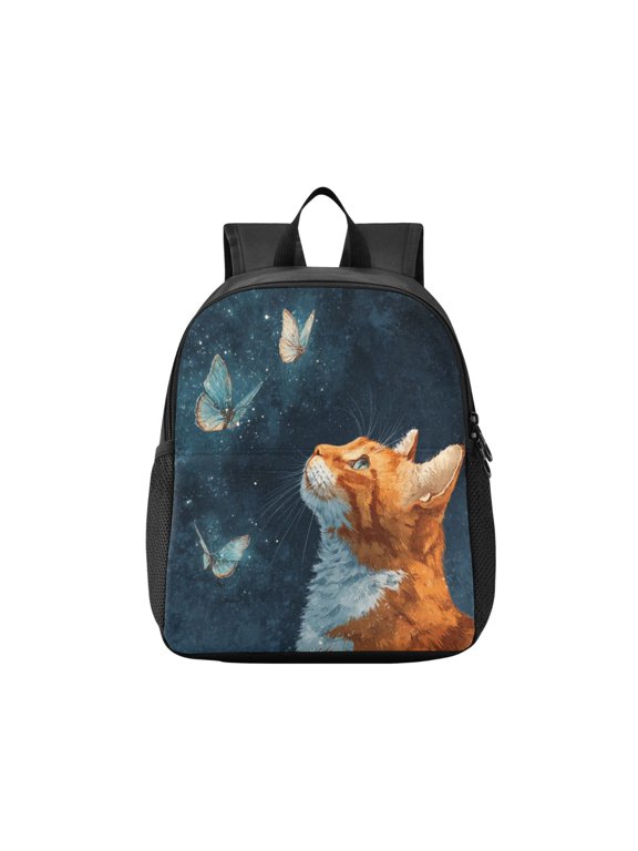 Toddler Backpack Realistic Cute Orange Cat Waterproof Lightweight Backpack Casual Mini Daypack for Daycare & Travel