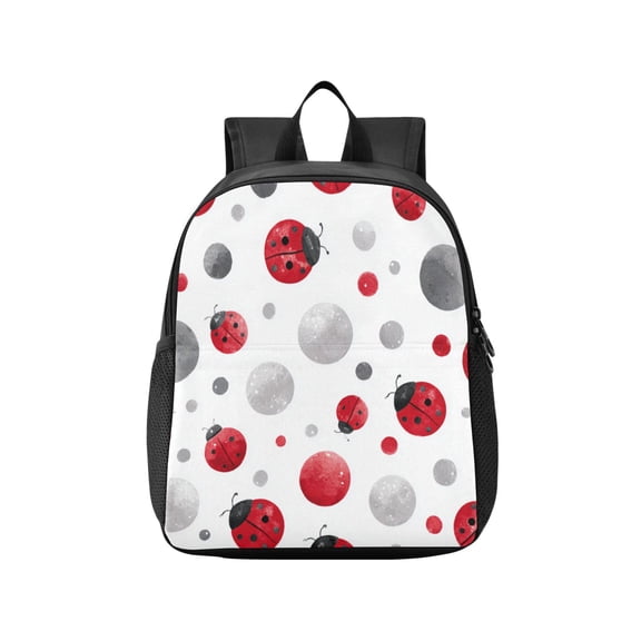 Toddler Backpack Red Ladybug Polka Dot Waterproof Lightweight Backpack Casual Mini Daypack for Daycare & Travel
