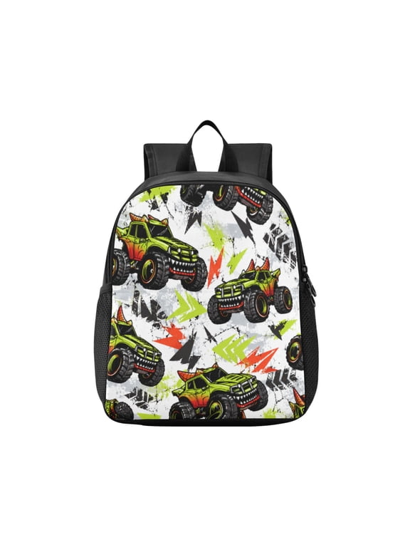 Toddler Backpack Retro Green Truck Pattern Waterproof Lightweight Backpack Casual Mini Daypack for Daycare & Travel