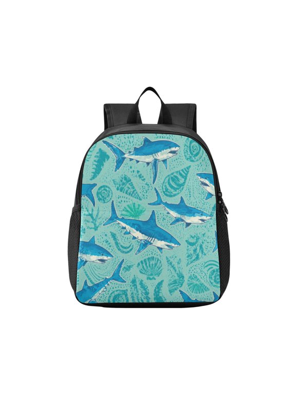 Toddler Backpack Sea Shark Ocean Pattern Waterproof Lightweight Backpack Casual Mini Daypack for Daycare & Travel