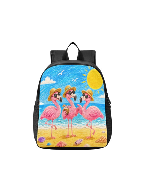 Toddler Backpack Summer Flamingo Friends Print Waterproof Lightweight Backpack Casual Mini Daypack for Daycare & Travel