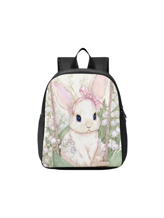 Toddler Backpack Sweet Swing Bunny Waterproof Lightweight Backpack Casual Mini Daypack for Daycare & Travel