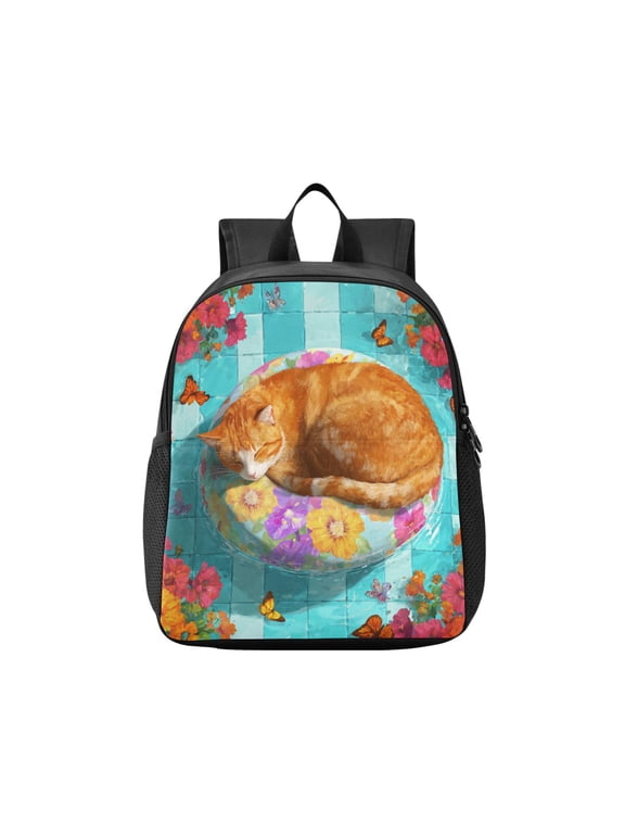 Toddler Backpack Swimming Pool Cat Waterproof Lightweight Backpack Casual Mini Daypack for Daycare & Travel