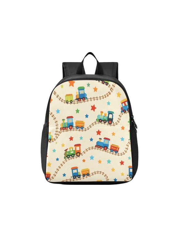 Toddler Backpack Train Track Star Pattern Waterproof Lightweight Backpack Casual Mini Daypack for Daycare & Travel