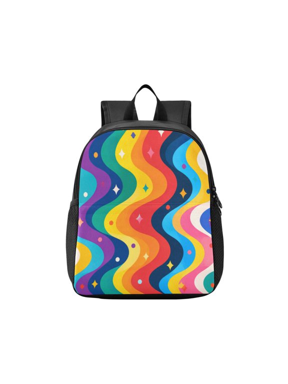 Toddler Backpack Vibrant Rainbow Sparkle Stars Waterproof Lightweight Backpack Casual Mini Daypack for Daycare & Travel