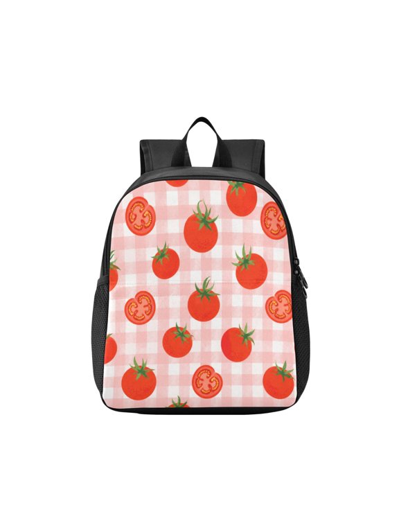 Toddler Backpack Vibrant Tomato Gingham Pattern Waterproof Lightweight Backpack Casual Mini Daypack for Daycare & Travel