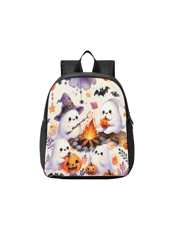 Toddler Backpack Warm Halloween Campfire Pattern Waterproof Lightweight Backpack Casual Mini Daypack for Daycare & Travel
