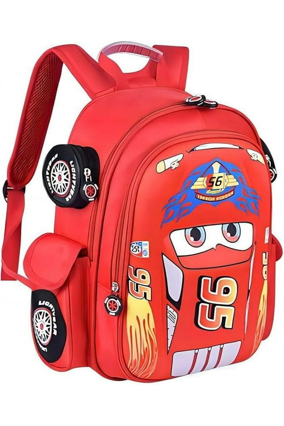 Toddler Backpack Waterproof Cartoon Truck Car Snack Bag Backpack (Red)