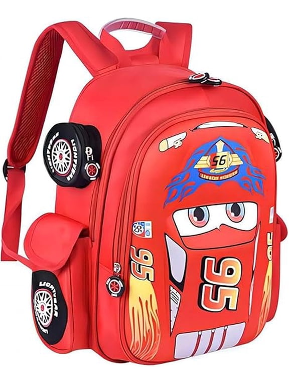 Toddler Backpack Waterproof Cartoon Truck Car Snack Bag Backpack (Red)