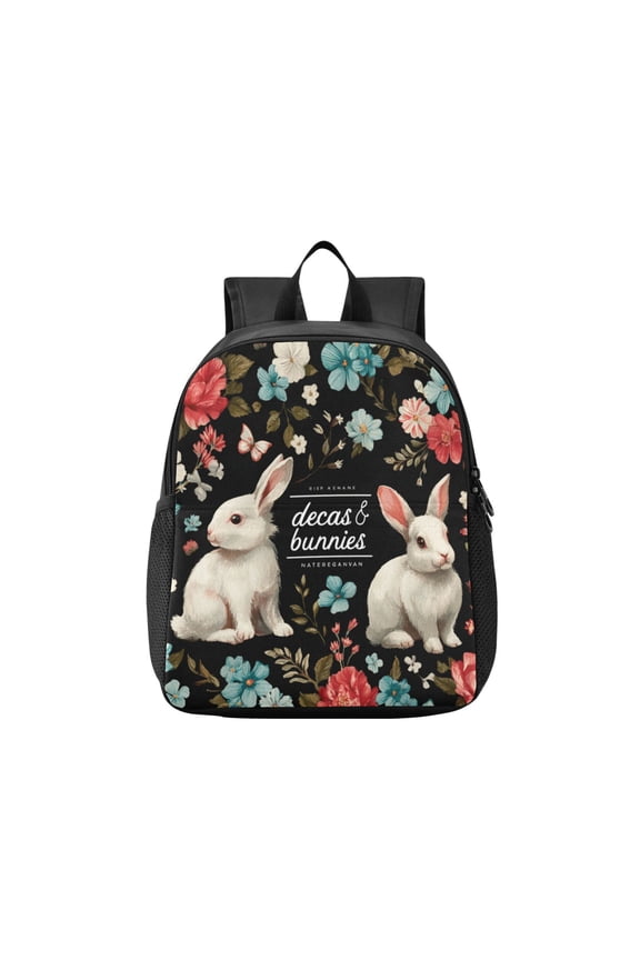Toddler Backpack White Rabbit and Bowtie Waterproof Lightweight Backpack Casual Mini Daypack for Daycare & Travel