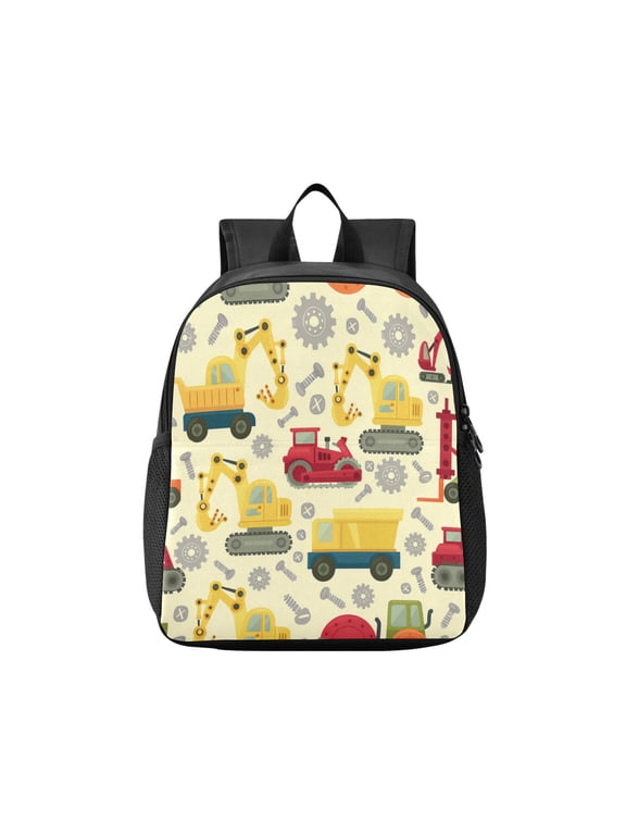 Toddler Backpack Yellow Excavator Waterproof Lightweight Backpack Casual Mini Daypack for Daycare & Travel