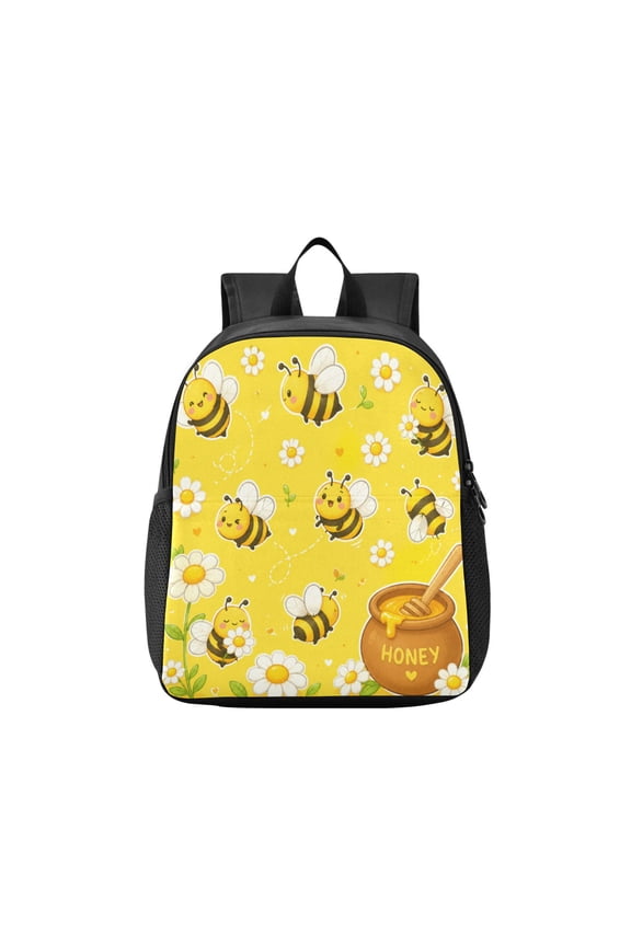 Toddler Backpack Yellow Honey Bee Daisy Print Waterproof Lightweight Backpack Casual Mini Daypack for Daycare & Travel
