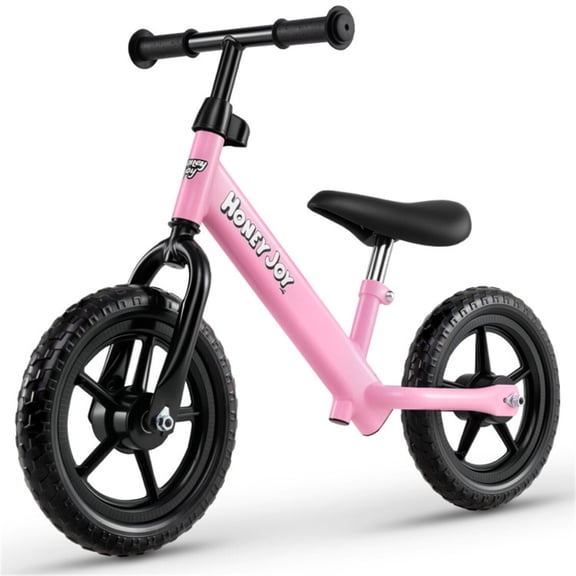 Toddler Balance Bike 2 Year Old, 11 Inch Push Bicycle with Adjustable Height, No Pedal Kids Toy Bike with Flat-Foam Tires, Gift Bike for 2-3 Boys Girls, Pink