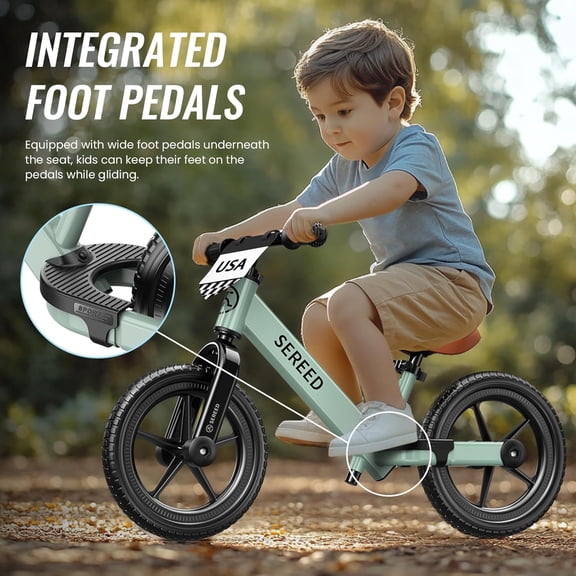 Toddler Balance Bike 2 Year Old, No Pedal Kids Bicycle Toys for 2-5 Years Old, Tool-Free Adjustment, Customize Plate with Stickers, Gift for 2-3 Boys Girls (Mint Green)